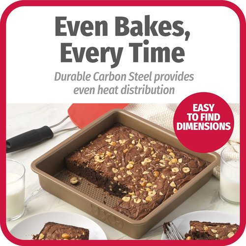 GoodCook BestBake Nonstick Square Pan - Durable Carbon Steel, 9-Inch, Bronze Finish