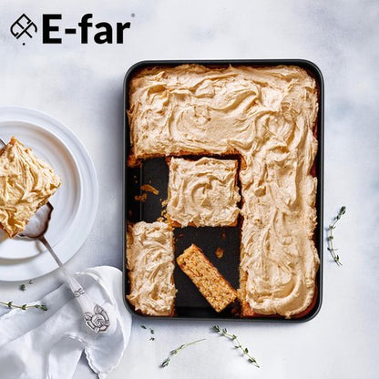 E-far Nonstick Baking Pan - 12.5 x 9.7 Inch Stainless Steel Rectangle Cake Pan for Brownies & Casseroles