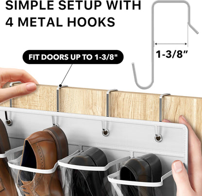 Simple Houseware Over The Door Shoe Organizer - 24 Clear Pockets, White (56" x 22.5")