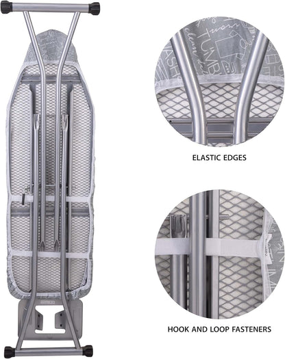 Scorch Resistant Ironing Board Cover - Thick Cotton Padding with Stretch Elastic Fit | Grey
