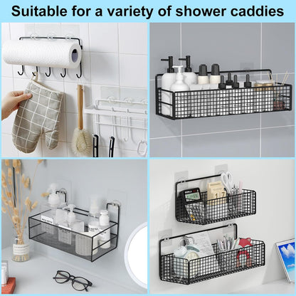 Vivinin Shower Caddy Adhesive Replacement - No Drilling Hooks for Bathroom & Kitchen | 15 Pack