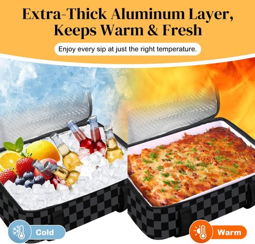 Coobiiya Insulated Casserole Carrier - Keeps Food Hot or Cold | Portable 9" x 13" Lasagna Tote Bag