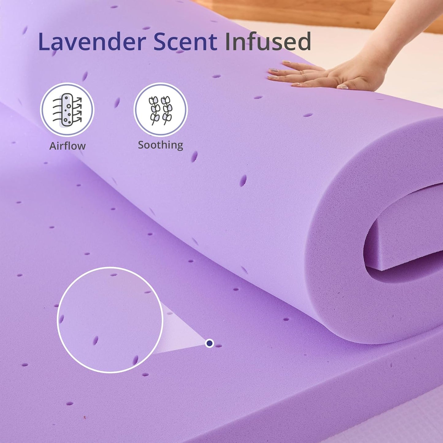Regine Switzerland Twin Lavender Scented Memory Foam Mattress Topper - Pressure Relief & Cooling, 38"x75"
