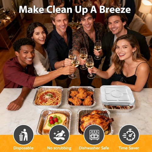 Heavy Duty Aluminum Foil Pans - 20 Pack 8"x8" Disposable Square Baking & Meal Prep Containers
