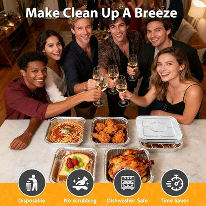 Heavy Duty Aluminum Foil Pans - 20 Pack 8"x8" Disposable Square Baking & Meal Prep Containers