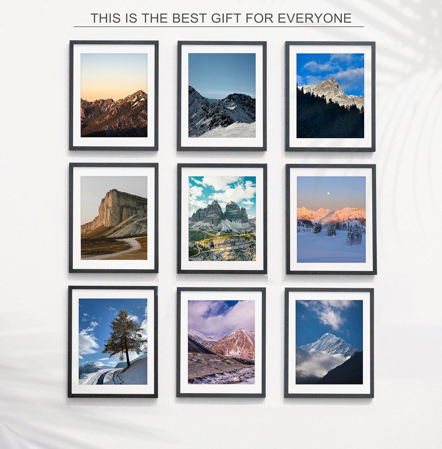 Wiscet 11x14 Picture Frame Set of 9 - Versatile Display for 8x10 or 11x14 Photos | Black Color