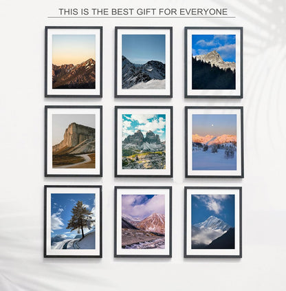 Wiscet 11x14 Picture Frame Set of 9 - Versatile Display for 8x10 or 11x14 Photos | Black Color