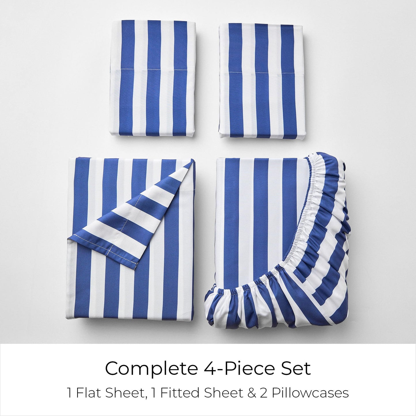 Mellanni Full Sheets Set - 4 PC Iconic Collection Bedding - Hotel Luxury, Extra Soft, Cooling Bed Sheets - Wrinkle, Fade, Stain Resistant (Full, Oxford Stripe Blue Nova)