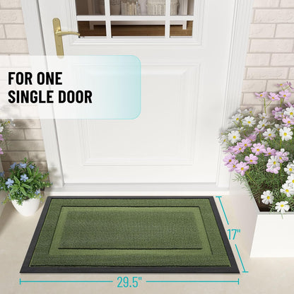 OLANLY Waterproof Front Door Mat - All-Season Indoor/Outdoor Doormat, Easy Clean, 35x23, Classic Green