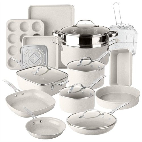 Granitestone Ceraluxe 20-Piece Nonstick Ceramic Cookware Set | Complete Pots, Pans & Bakeware, PFOA Free