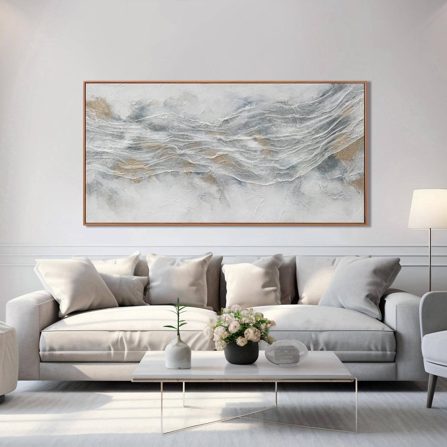 Skiennix Abstract Canvas Wall Art - Modern Framed Decor for Living Room | Large 29" X 58" Prints