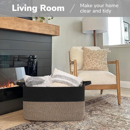 Goodpick Large Wicker Storage Basket - 22" x 17" x 12" | Versatile Organizer for Toys & Laundry