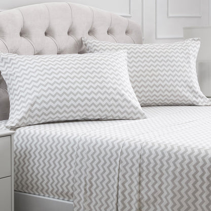 Mellanni Full Sheets Set - 4 PC Iconic Collection Bedding - Hotel Luxury, Extra Soft, Cooling Bed Sheets - Wrinkle, Fade, Stain Resistant (Full, Chevron Gray)