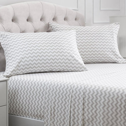 Mellanni Full Sheets Set - 4 PC Iconic Collection Bedding - Hotel Luxury, Extra Soft, Cooling Bed Sheets - Wrinkle, Fade, Stain Resistant (Full, Chevron Gray)