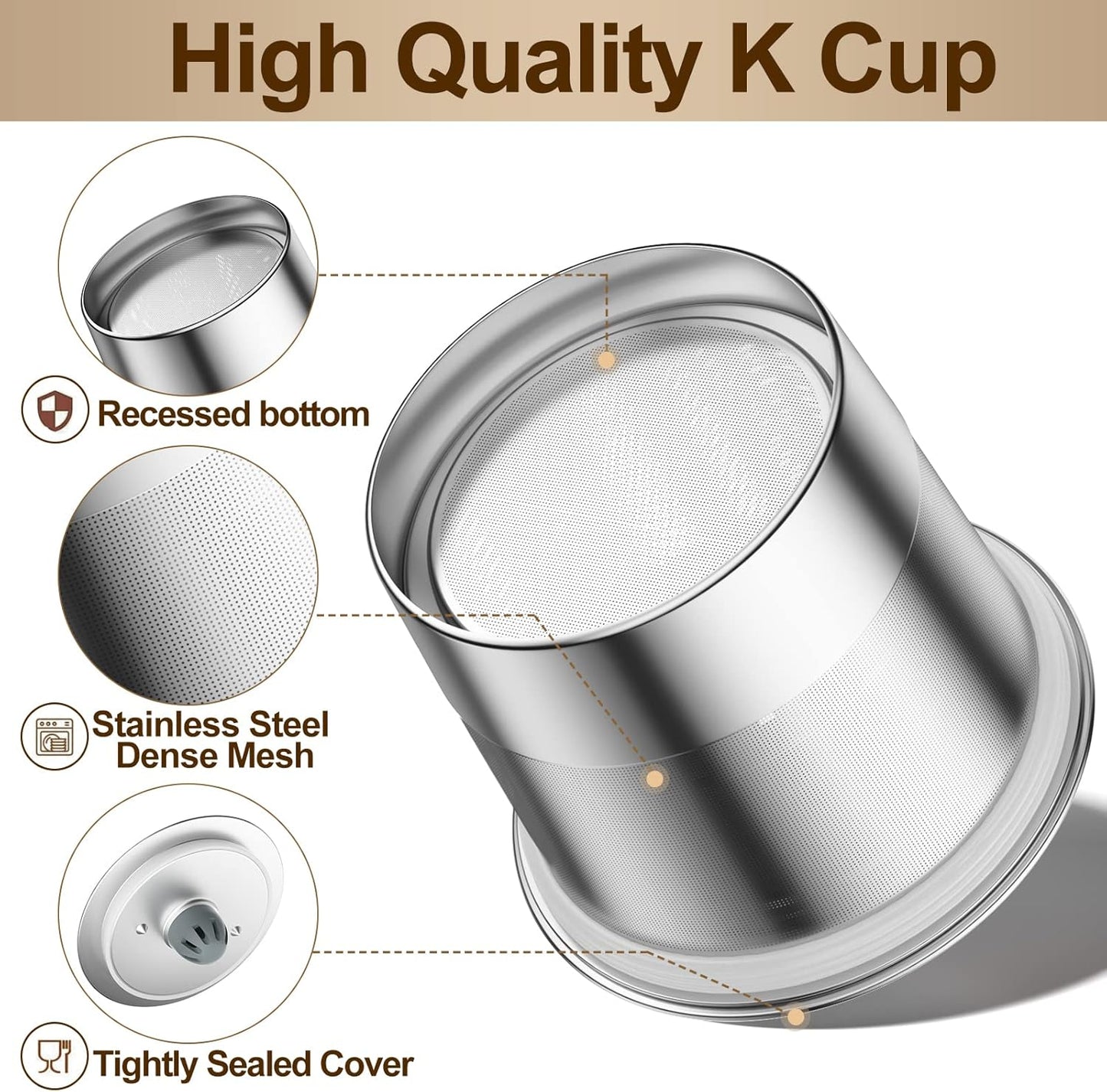 RETHONE Reusable K Cups - Stainless Steel Coffee Filters for Keurig 1.0 & 2.0 | BPA-Free, 2-Pack