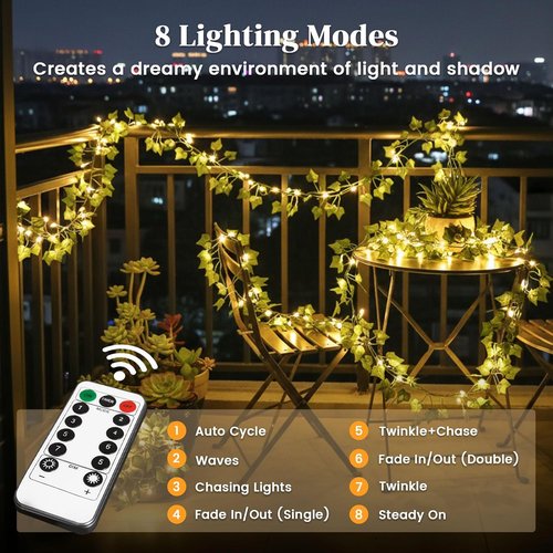 DomeStar 40Ft LED Fairy Lights with Vines - Remote-Controlled Indoor/Outdoor Decor for Parties & Weddings