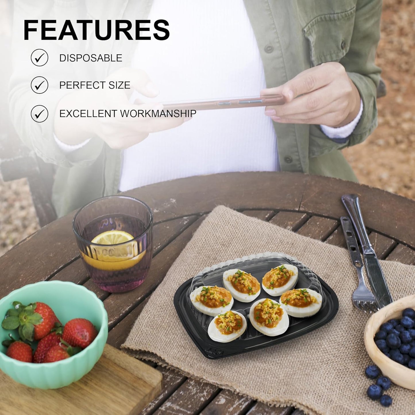 MT Products Clear Deviled Egg Containers - Durable Egg Platter Tray for 6 Eggs | Pack of 12, Made in USA