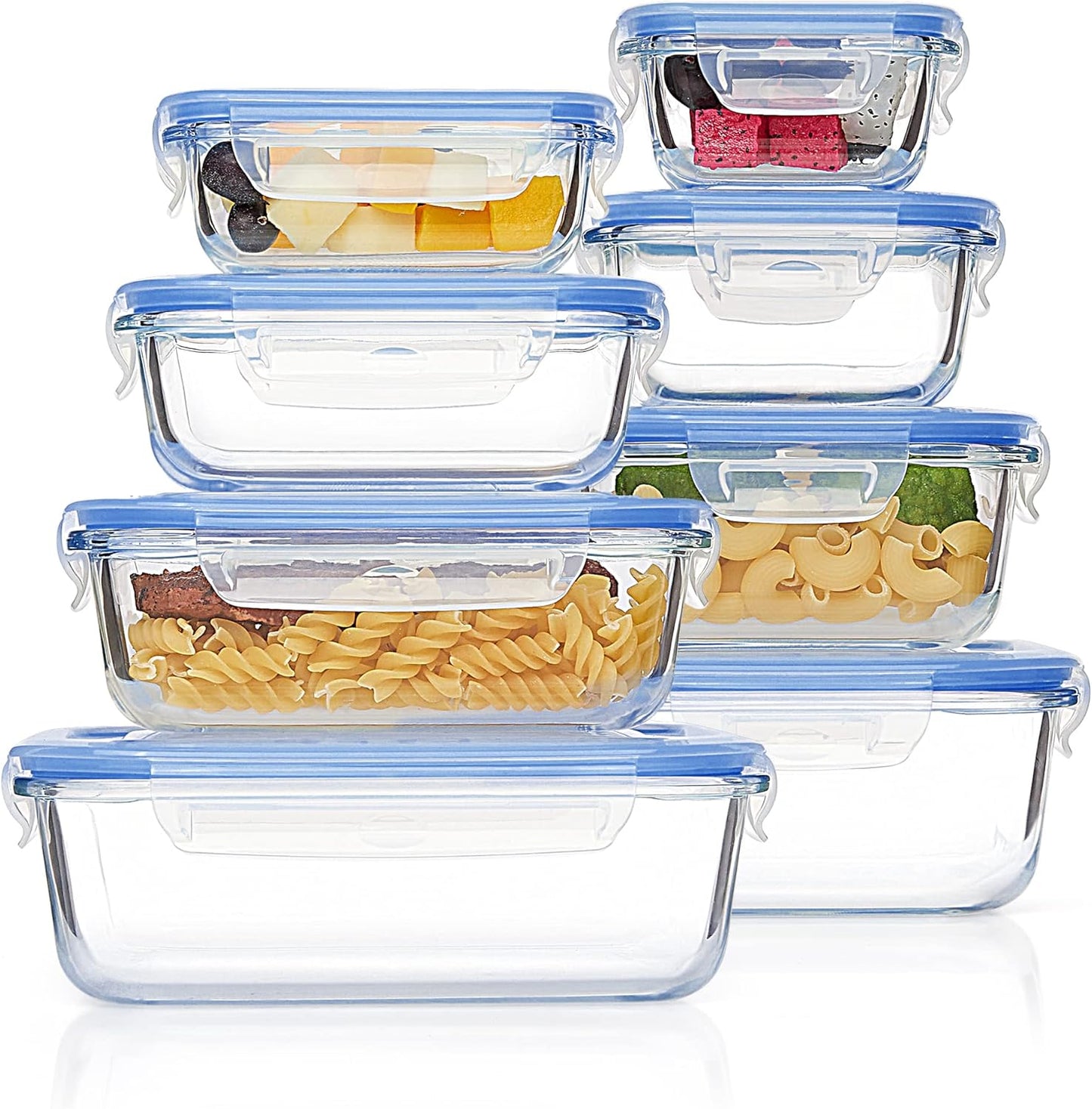 Vtopmart Glass Food Storage Containers - 8 Pack with Airtight Lids | BPA Free, Microwave & Oven Safe