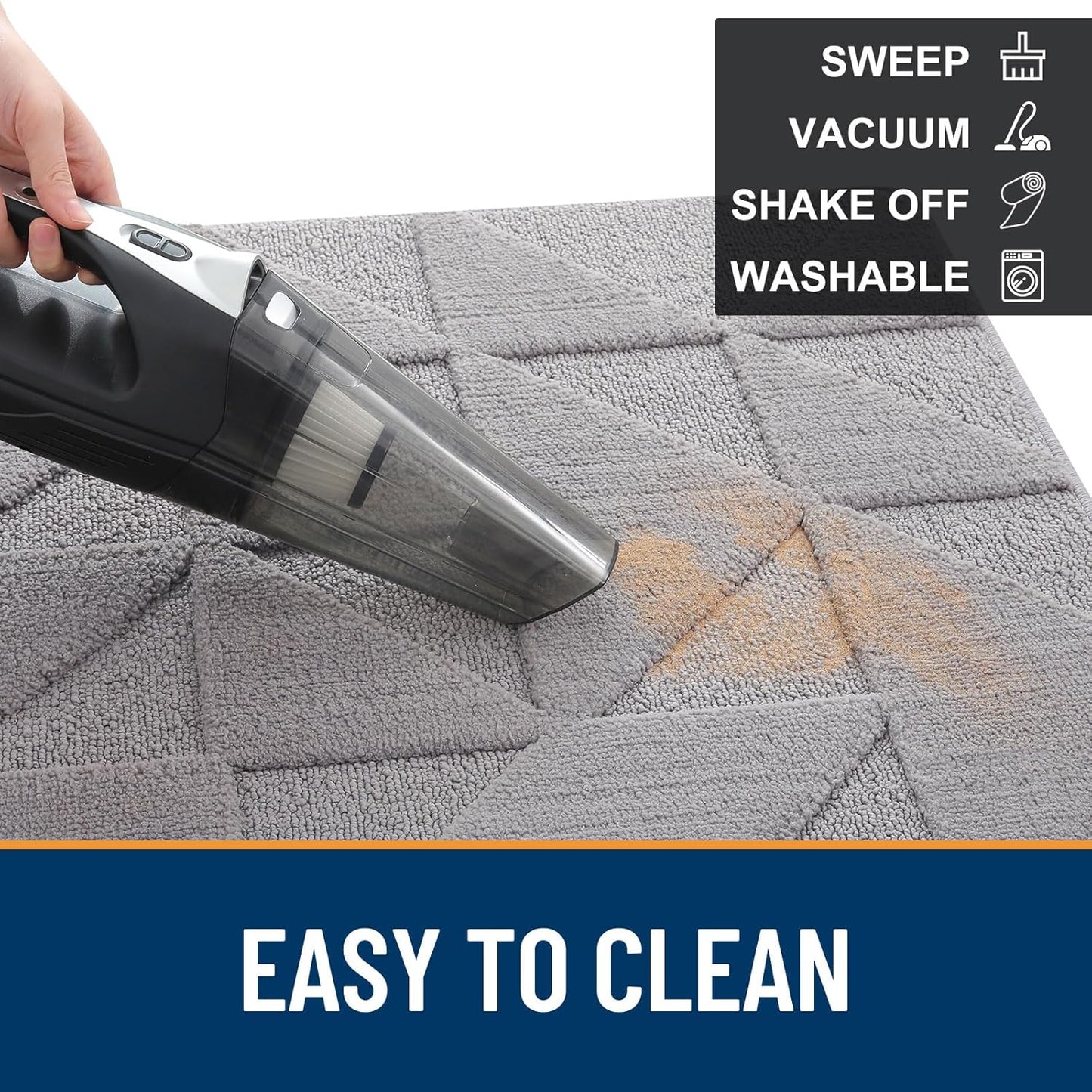 OLANLY Indoor Door Mat - Non-Slip, Absorbent & Dirt-Resistant | Washable Low-Profile Entry Mat (32x20 inches, Grey)