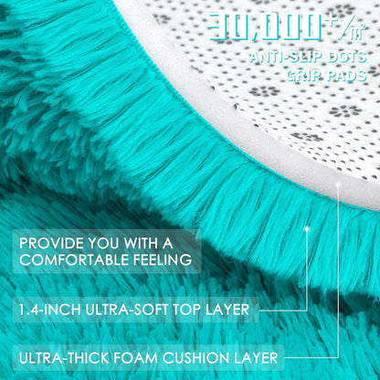 OLANLY Runner Rugs - Soft, Machine Washable Shaggy Carpet for Hallway & Bedroom | Teal Blue
