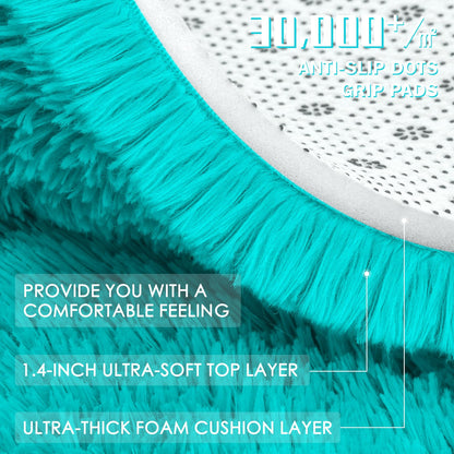 OLANLY 2x3 Machine Washable Small Bedside Rug, Soft Fluffy Shaggy Entryway Throw Rugs for Bedroom, Living Room, Indoor Floor Carpet for Kids Girls Boys, Nursery Rooms, Home Decor Aesthetic, Teal Blue