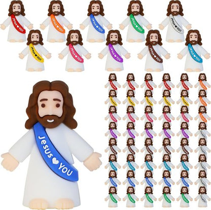 Bamamon Mini Jesus Figurines - 50 Pcs Easter Party Favors for Sunday School & Baptism Gifts