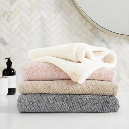 ROLSHOL Extra Large 4 Pack Microfiber Hair Towel Wrap for Women Super Absorbent & Quick Dry Hair Drying Towels with Button, Hair Turbans for Curly Hair Long & Short Hair - Anti-Frizz