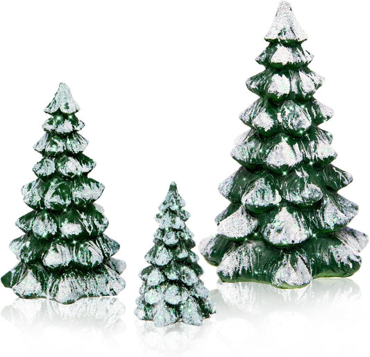 Regine Switzerland Winter Wonderland Village Scene - 3-Piece Pine Accessory Figurine Set | Green Christmas Decorations