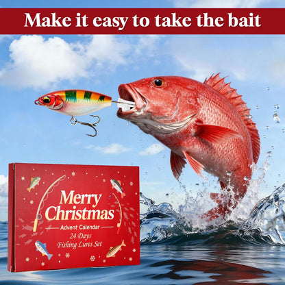 Advent Calendar 2025 Fishing Lure Set - 24 Soft & Hard Fishing Lures for Freshwater & Saltwater | Perfect Gifts for Men