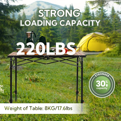 Nature Join Portable Outdoor Camping Table - Adjustable Height, Foldable Aluminum for 2-6 People, 220 Lbs Capacity