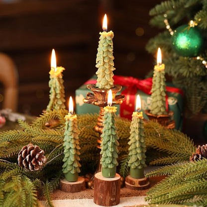 Conelist Light Green 6 Pcs Christmas Tree Candles - 5" Taper Soy Wax Candles
