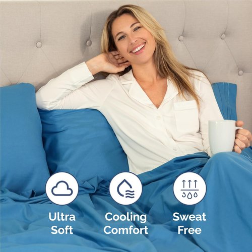 Comfy Twin XL 3-Piece Sheet Set - Breathable Cooling Bed Sheets - Luxury Hotel Quality - Denim Blue