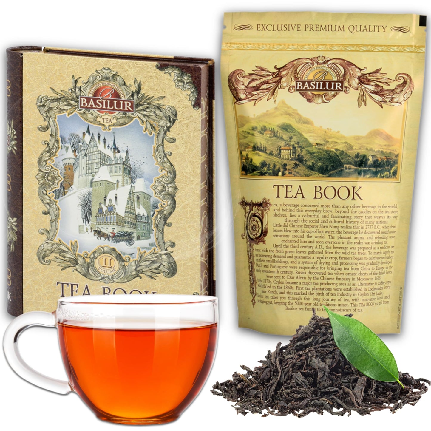 Basilur Black Loose Tea 1 Pack of 100g in Gold Winter Book Volume 2 Caddy