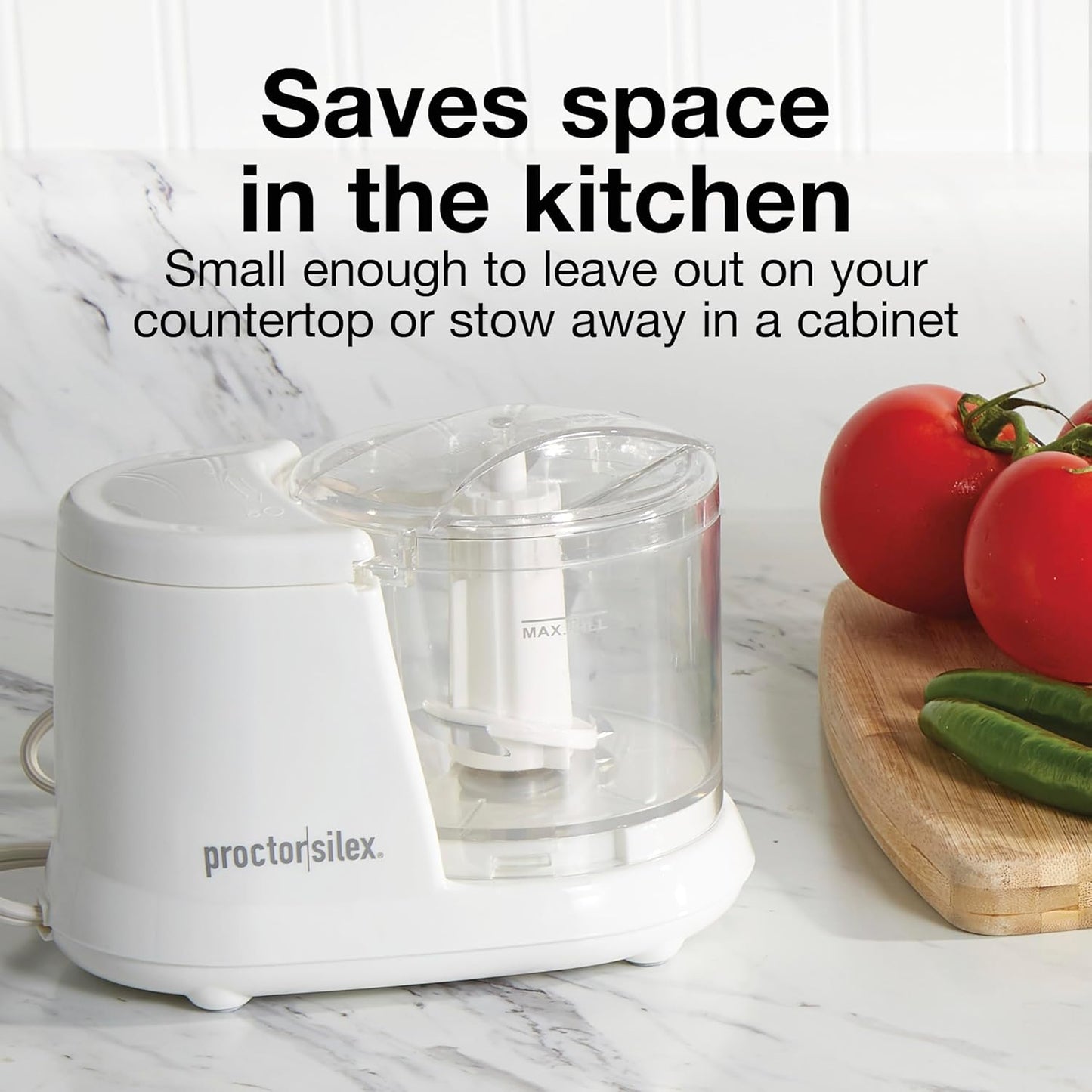 Proctor Silex Electric Vegetable Chopper - Durable Mini Food Processor, 1.5 Cup, White