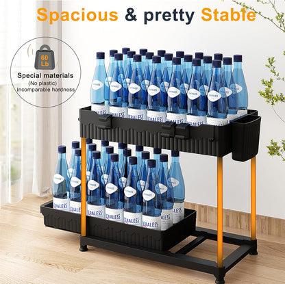 Sevenblue 3-Pack Under Sink Organizers - 2-Tier Kitchen & Bathroom Storage with Sliding Drawers | Black, 14.8 Inch