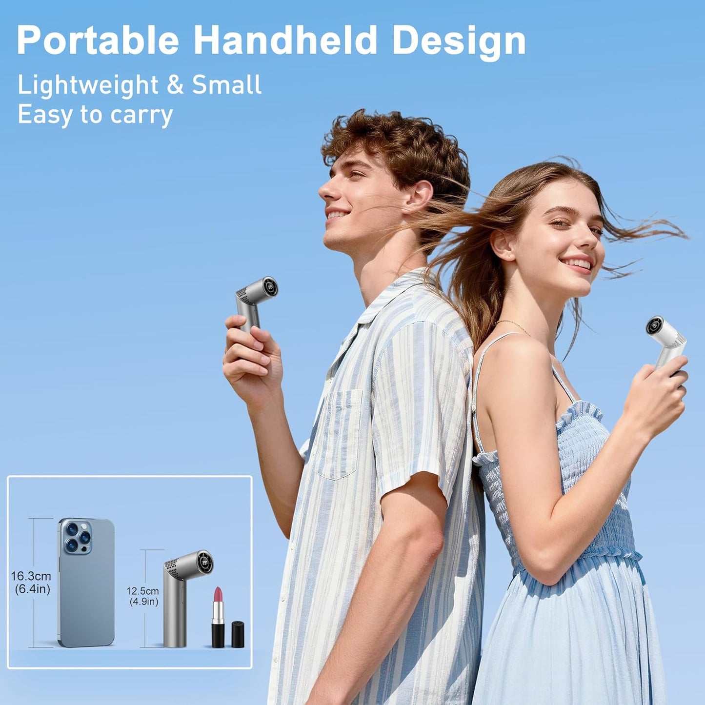 Skiennix Portable Handheld Fan - 3-in-1 Rechargeable Mini Fan with Digital Display & 199 Speeds for Travel