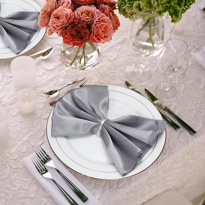 Napkin Rings Set of 8 – Metal Silver D-Shape, For Fall & Holiday Tables – 8+ Silver Variant
