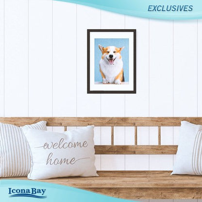 Icona Bay - 12x16 Black Picture Frame with Mat to 9x12 Image - Sturdy Wood Composite Poster Frame - Modern Style Frames - Wall Mount Only - Exclusives Collection