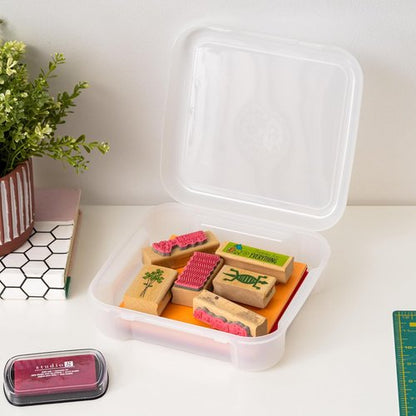 IRIS USA Paper Storage Cases - Thick 6" x 6" Portable Organizers with Built-In Handle | Clear 8-Pack for Crafts & Documents