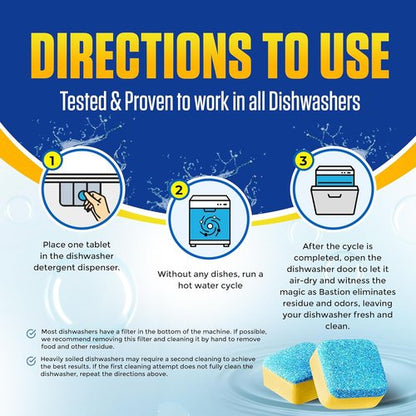 Dishwasher Cleaner Tablets by [Brand Name] - Heavy Duty Lemon-Scented Descaler Pods | 24 Tablets for Optimal Machine Performance