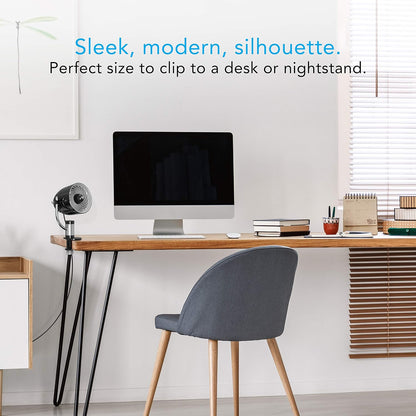 Vornado Pivot Clip Desk Fan - Portable 3-Speed Air Circulator with 360° Adjustable Axis | Whisper Quiet, Black