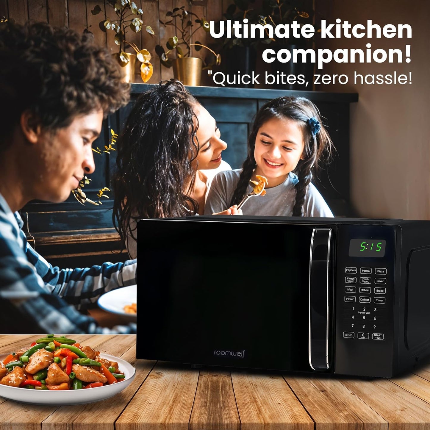 Skiennix 0.7 Cu Ft Microwave Oven - Compact Black Design with Digital Display & 10 Power Levels | Ideal for Dorms & Offices