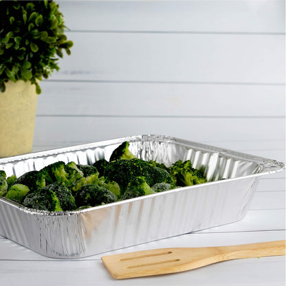 PLASTICPRO Disposable Aluminum Foil Pans - Half Size Deep Bakeware for Cakes, Meatloaf & Lasagna | Pack of 10