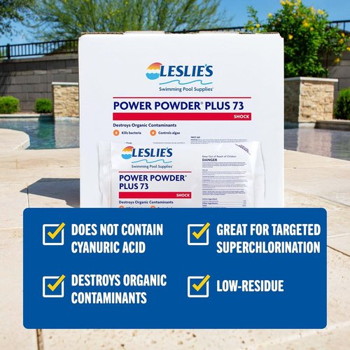 Leslie's Power Powder Plus Pool Shock - 73% Calcium Hypochlorite, 6 x 1 lb Bags