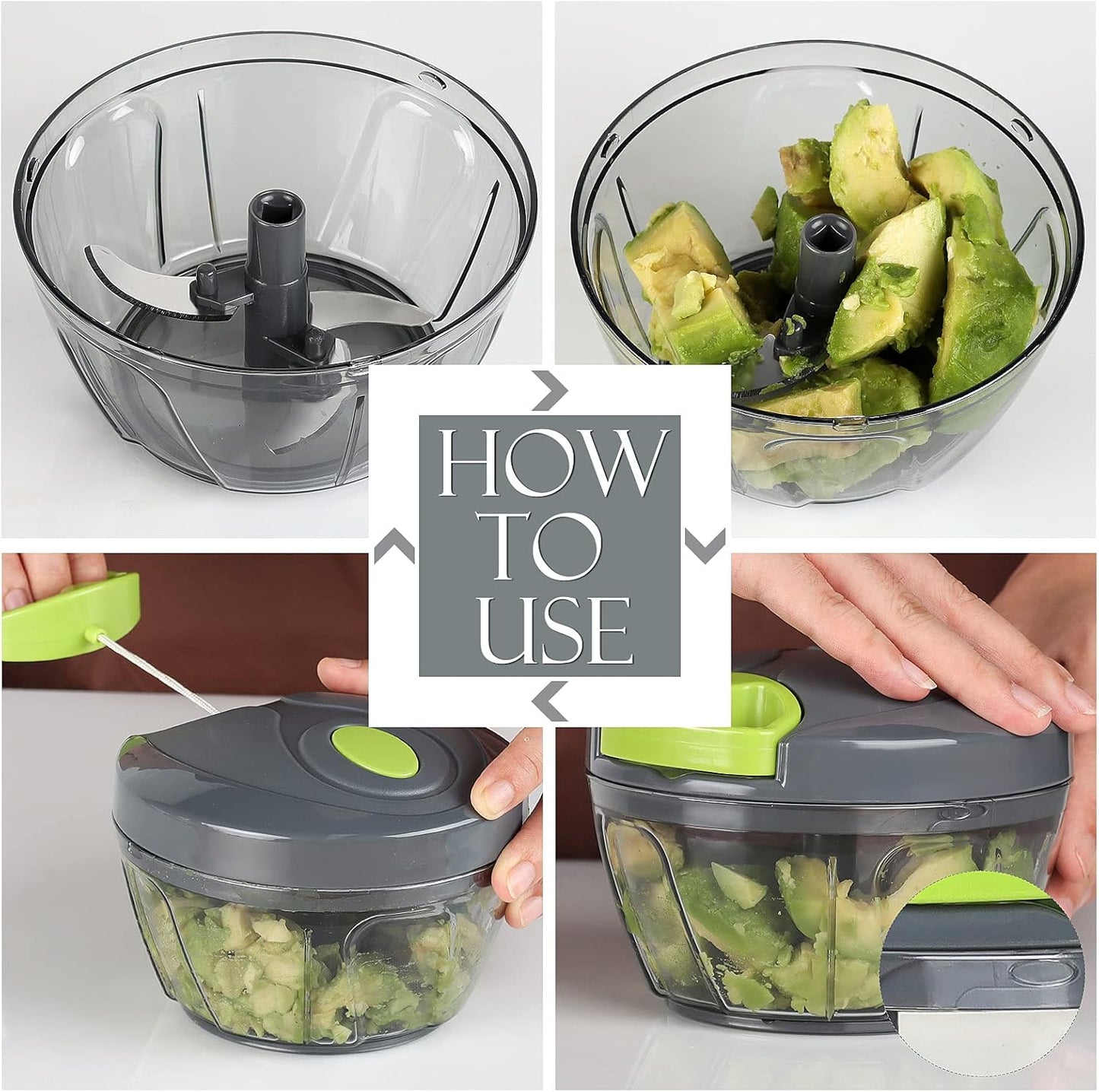 Ourokhome Manual Food Processor - Portable Vegetable Chopper & Garlic Mincer | 500ml, Grey