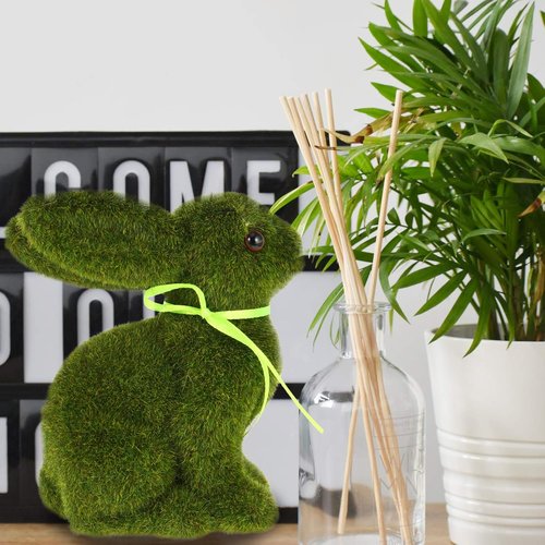 Flocked Easter Bunny Decor by Lifelike - Lifelike Green Moss Rabbit for Home, Office & Kids' Events