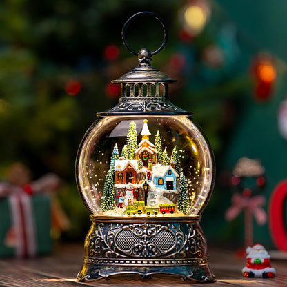 Regine Switzerland Christmas Snow Globe - Musical Water Lantern with Timer & USB/Battery Operation for Festive Decor