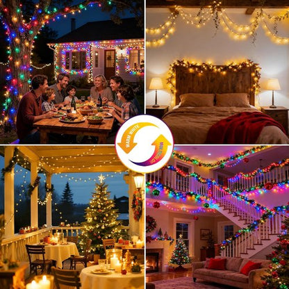 Btfarm Color Changing Christmas Lights - 115FT 300 LED Outdoor Fairy Lights | Battery Operated, 3 Modes