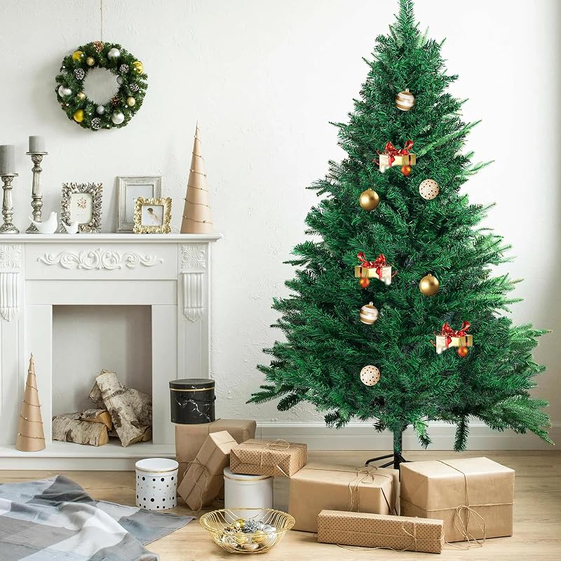 GlyinnHe 6ft Green Half Artificial Christmas Tree with Foldable Metal Stand – Easy Assembly, Space-Saving Half Tree