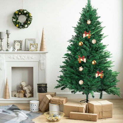 GlyinnHe 6ft Green Half Artificial Christmas Tree with Foldable Metal Stand – Easy Assembly, Space-Saving Half Tree